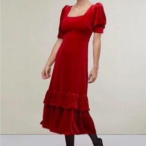 Rachel Parcell Red Velvet Midi Dress